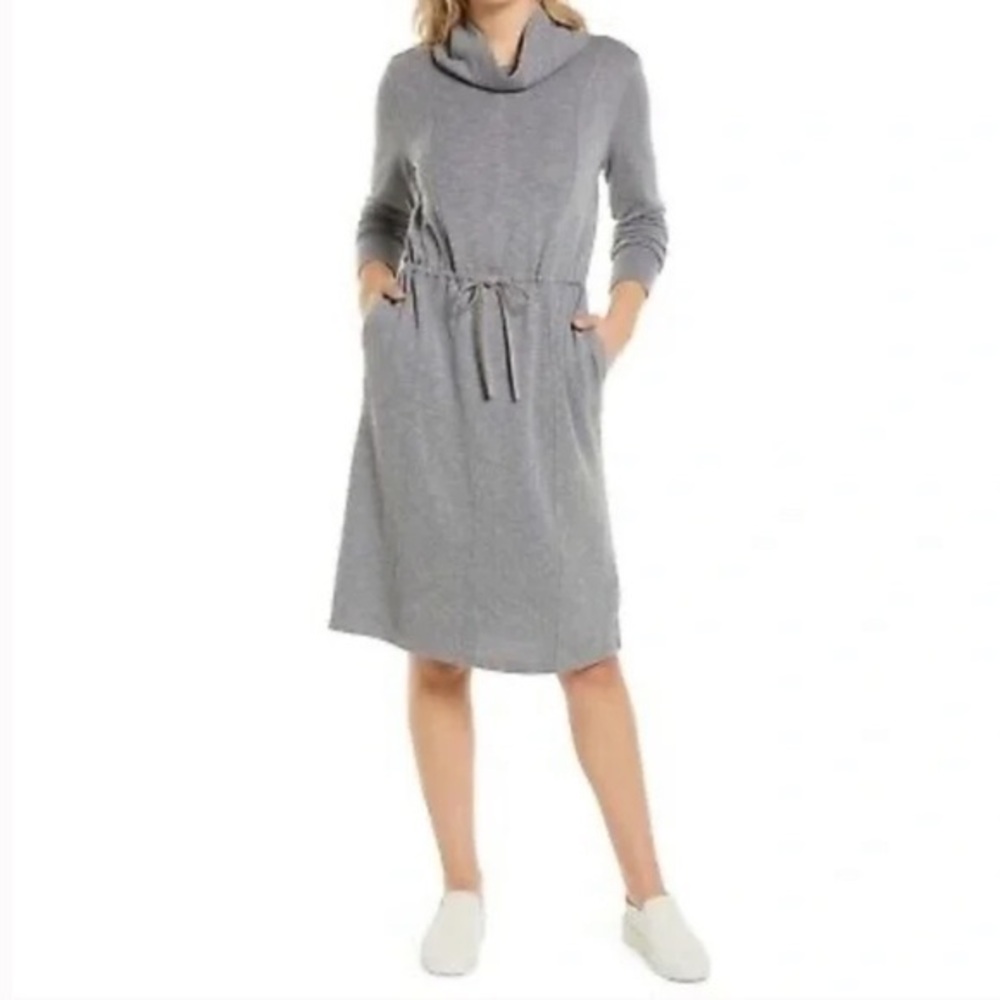 Caslon Knit Funnel Neck Sweatshirt Grey Dress